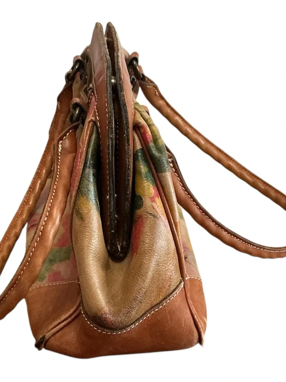 Patricia Nash Artisan Floral Motif Leather Satchel Handbag - Multicolor